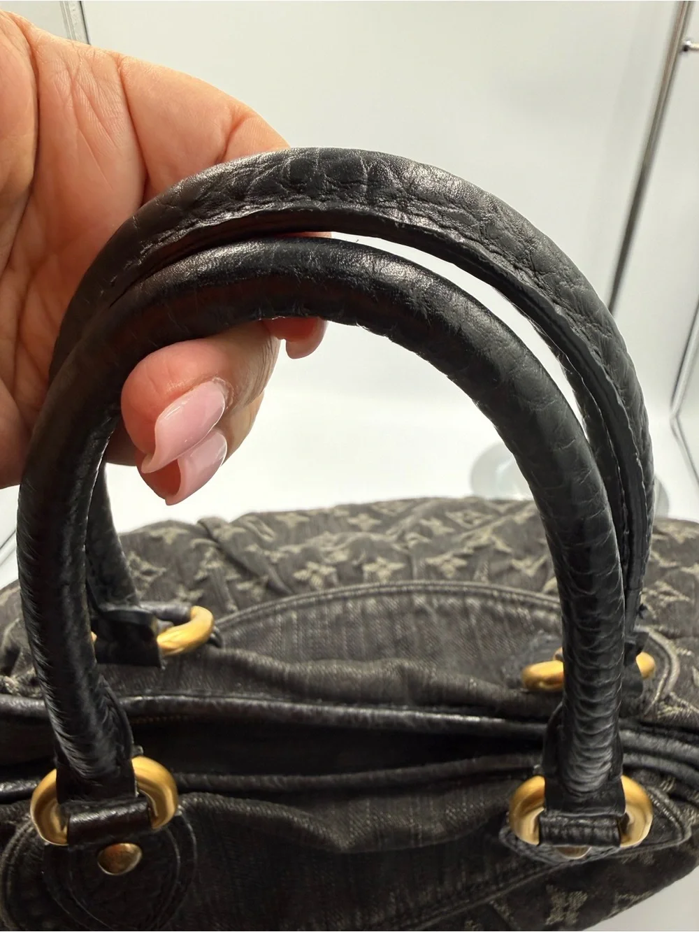 Louis Vuitton Black Monogram Denim Neo Cabby Tote with Detachable CB Strap - Picture 7 of 14